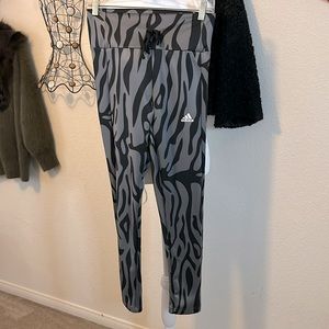 adidas animal print yoga pants high waisted and tie front